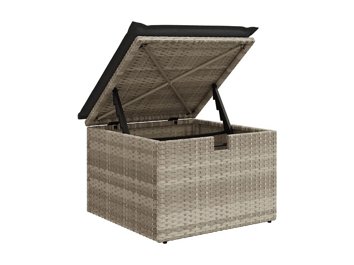 Salon de jardin 6 pcs avec coussins gris clair résine tressée