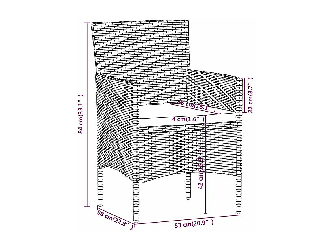 Ensemble à dîner de jardin 5 pcs Résine tressée et acacia Noir