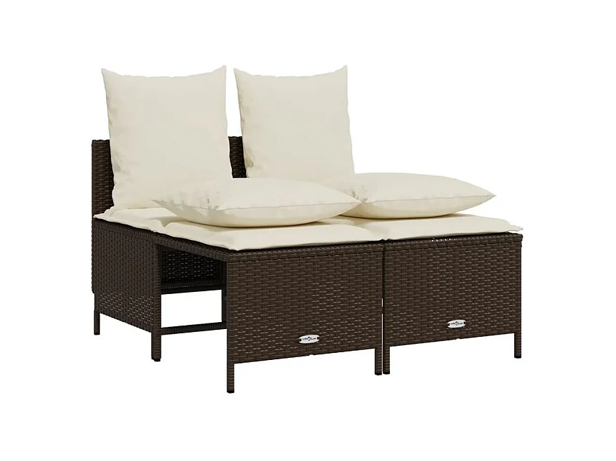 Salon de jardin avec coussins 5 pcs marron résine tressée