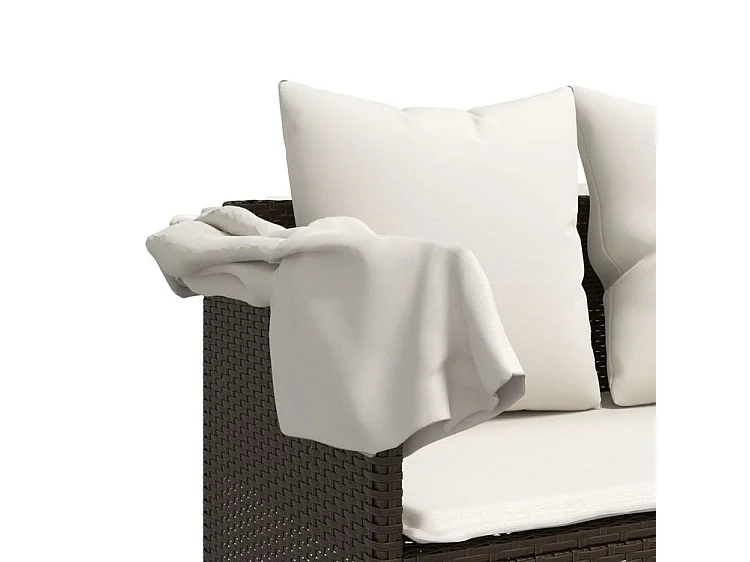 Salon de jardin avec coussins 5 pcs marron résine tressée