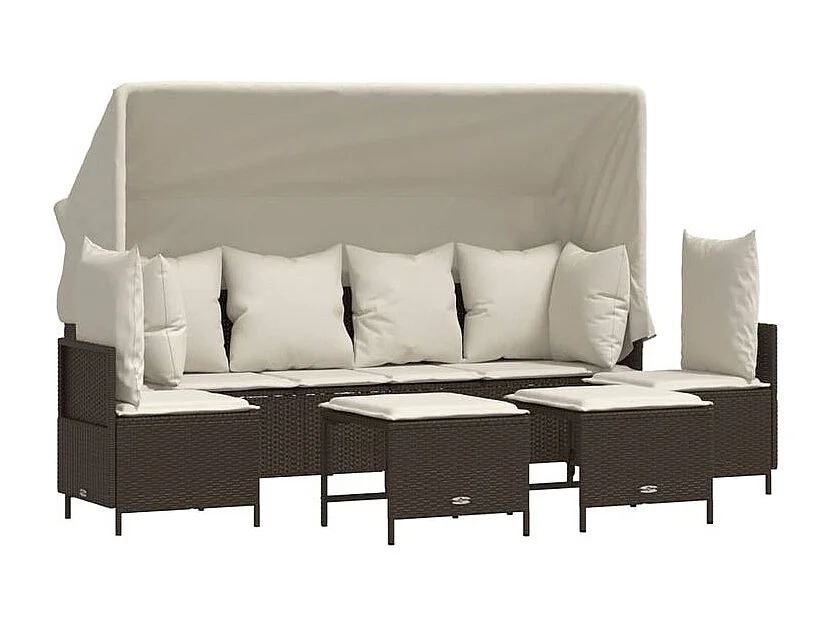 Salon de jardin avec coussins 5 pcs marron résine tressée