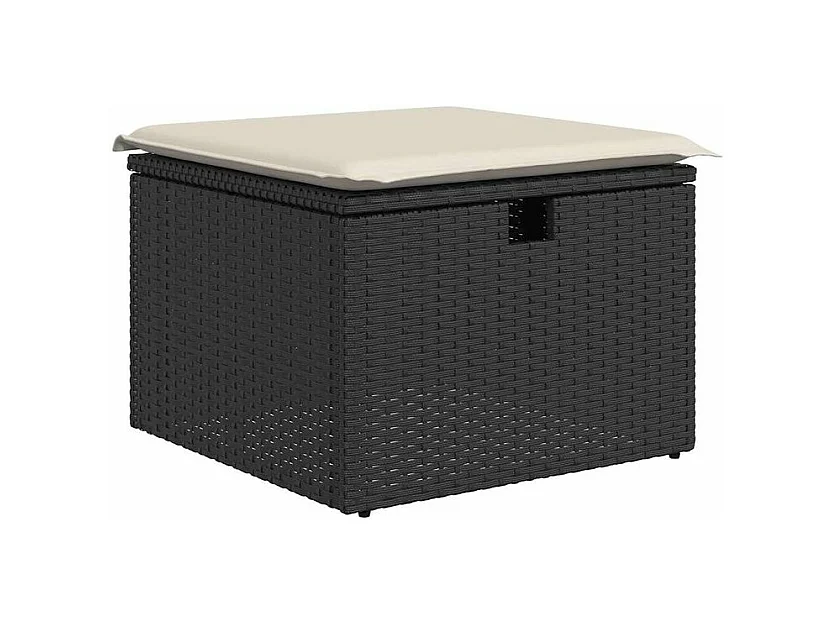 Salon de jardin 6 pcs avec coussins noir résine tressée