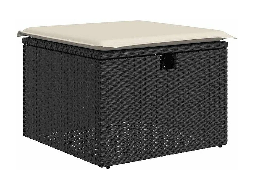 Salon de jardin 6 pcs avec coussins noir résine tressée