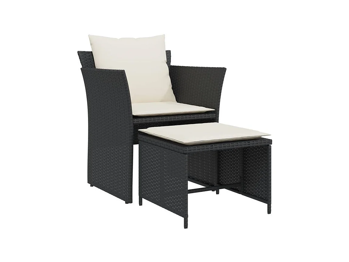 Chaise de jardin avec tabouret noir résine tressée