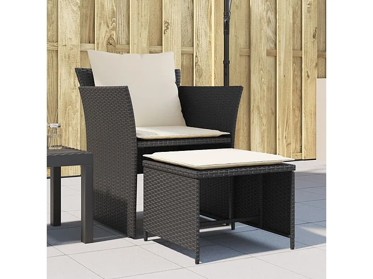 Chaise de jardin avec tabouret noir résine tressée