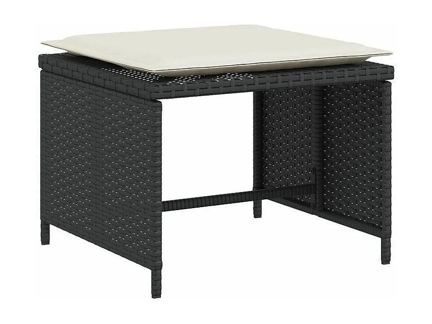 Chaise de jardin avec tabouret noir résine tressée