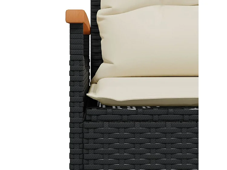 Salon de jardin 3 pcs avec coussins noir résine tressée