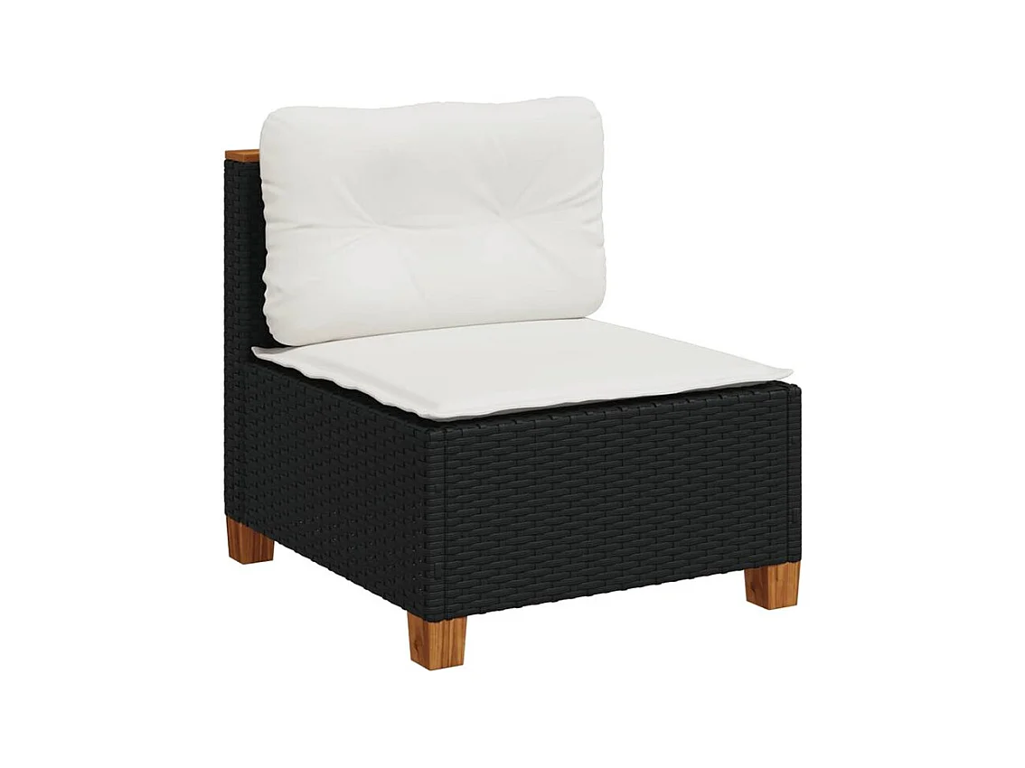 Salon de jardin 9 pcs avec coussins noir résine tressée