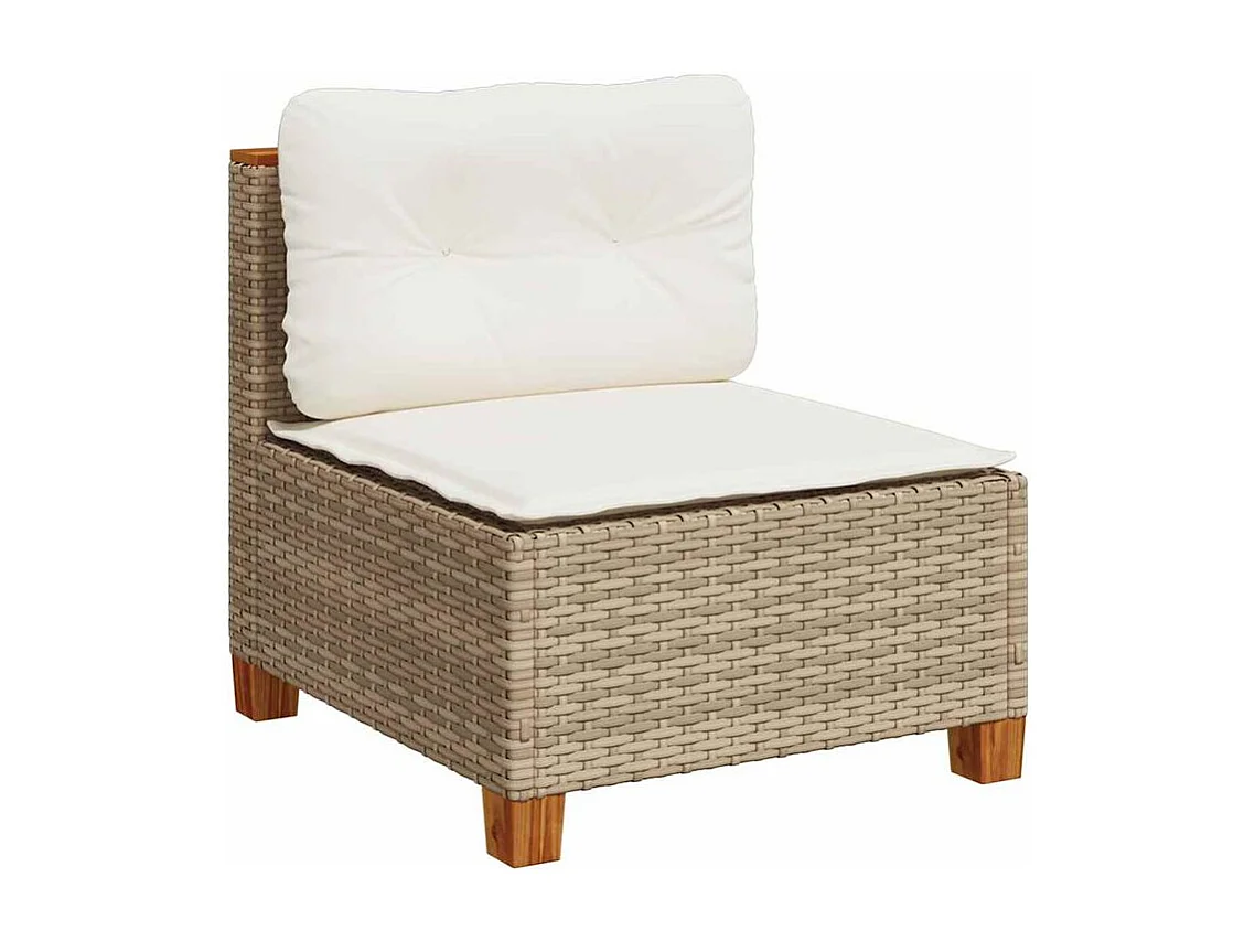 Salon de jardin avec coussins 8 pcs beige résine tressée