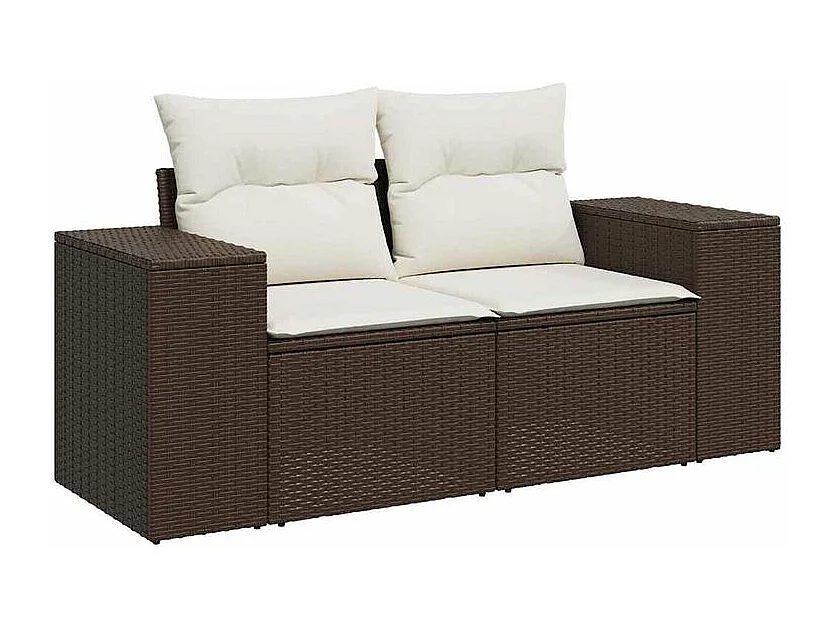 Salon de jardin avec coussins 5 pcs marron résine tressée