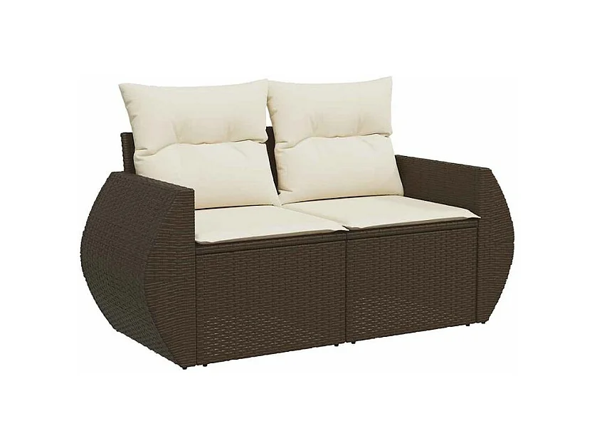Salon de jardin avec coussins 6 pcs marron résine tressée
