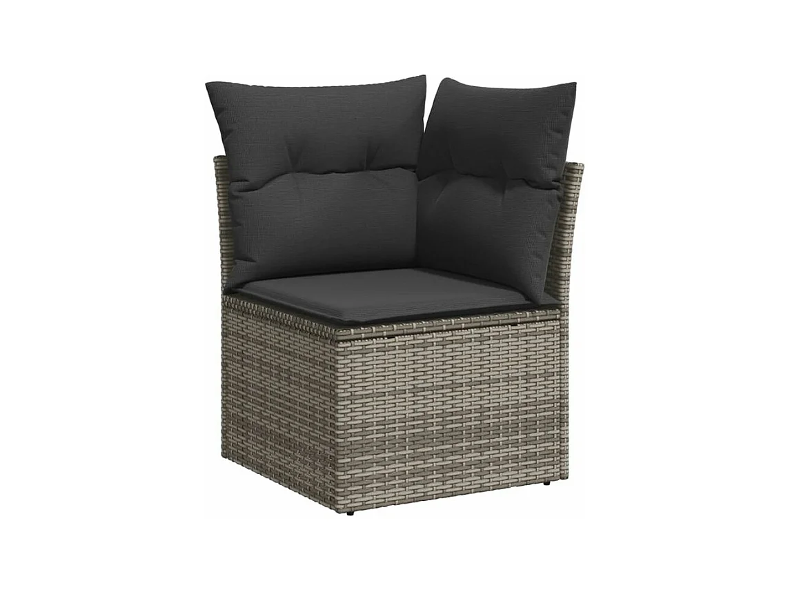 Salon de jardin 6 pcs avec coussins gris résine tressée