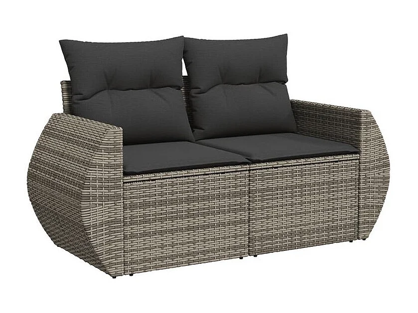 Salon de jardin 6 pcs avec coussins gris résine tressée