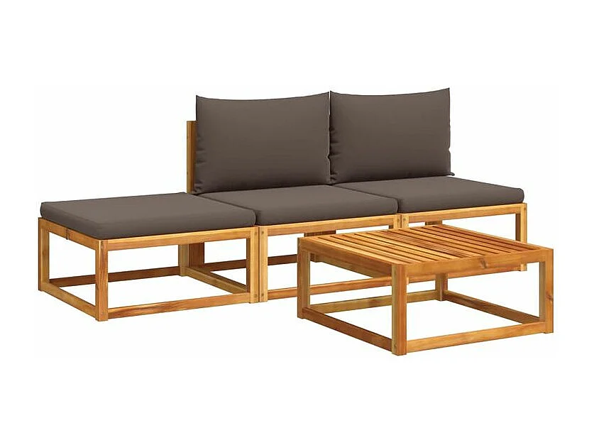 Salon de jardin avec coussins 4 pcs bois d'acacia massif