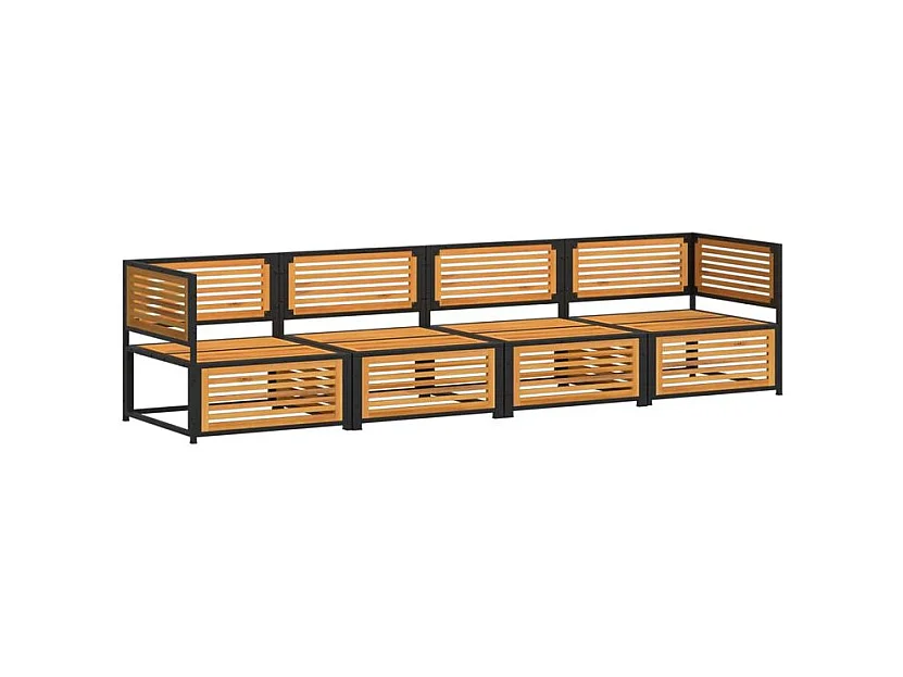 Salon de jardin avec coussins 4 pcs bois d'acacia massif