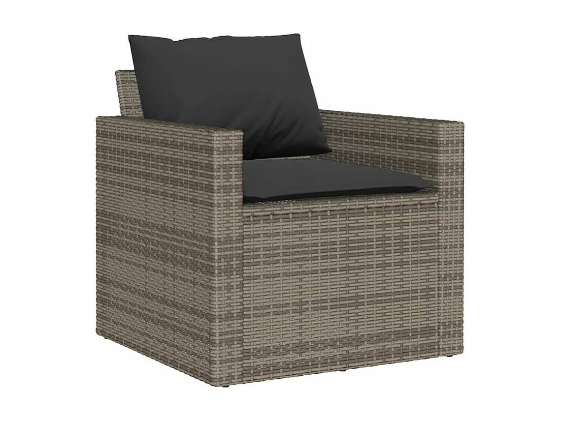 Salon de jardin 6 pcs avec coussins gris résine tressée