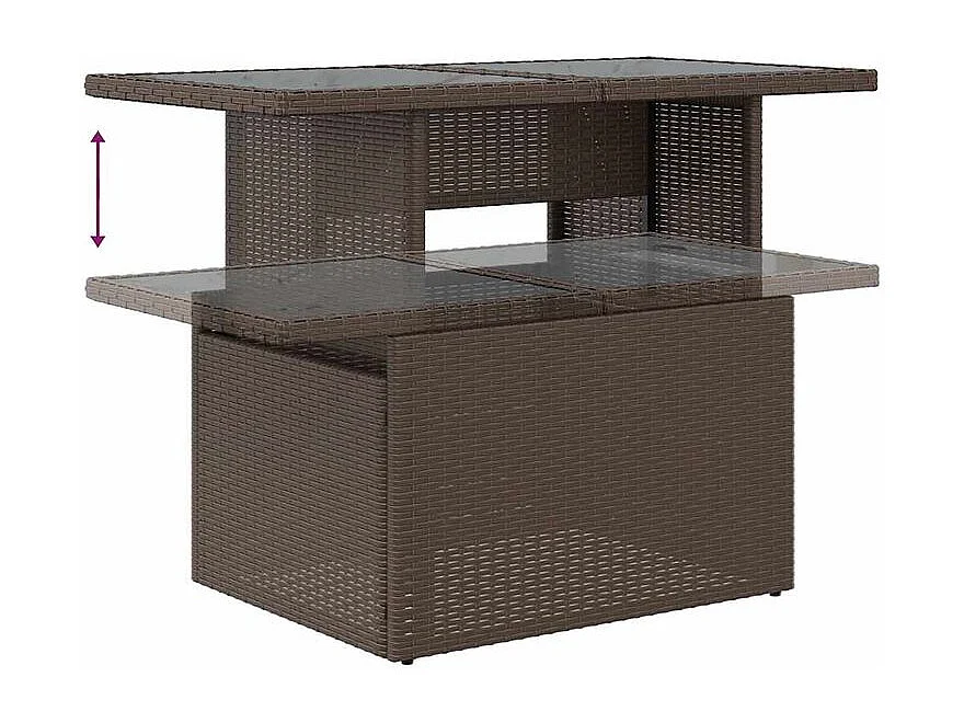 Salon de jardin et coussins 11 pcs marron résine tressée acacia