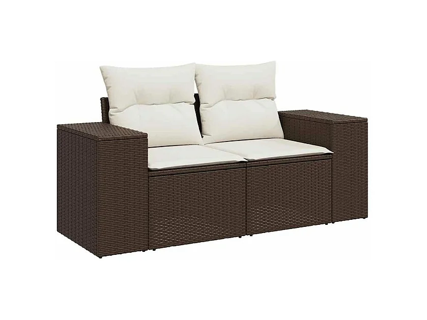Salon de jardin avec coussins 5 pcs marron résine tressée