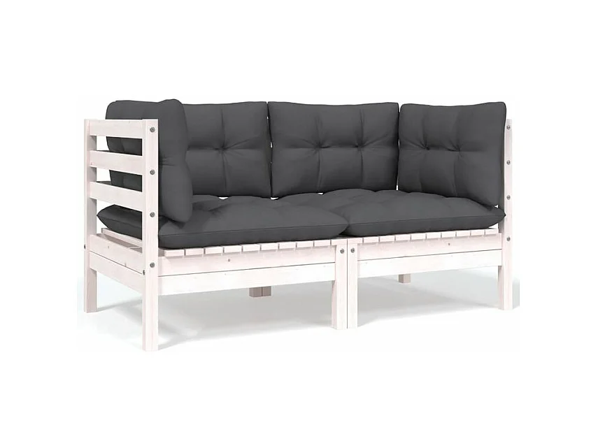 Salon de jardin 8 pcs avec coussins anthracite Bois de pin