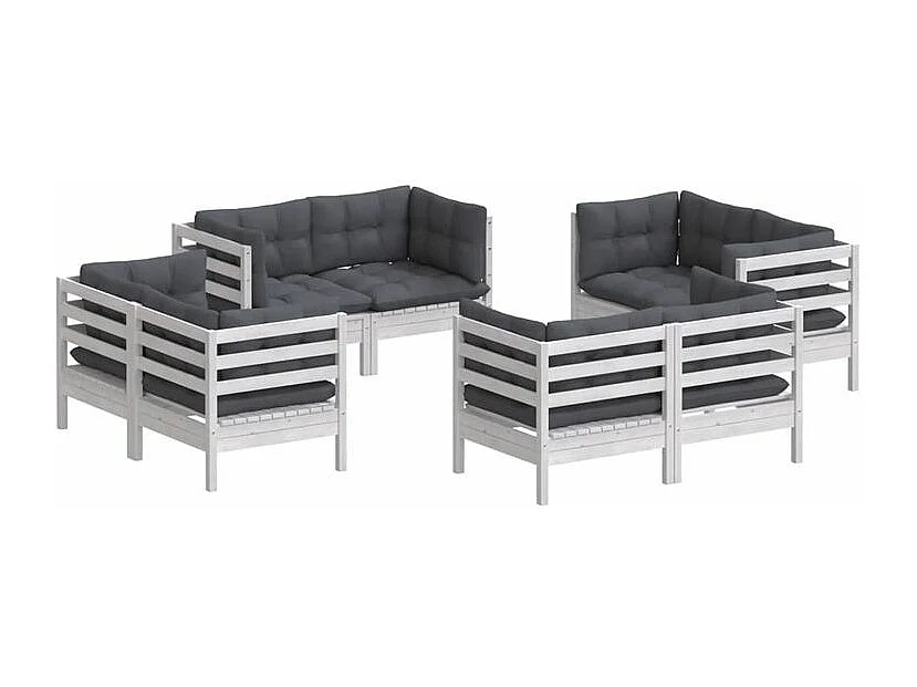 Salon de jardin 8 pcs avec coussins anthracite Bois de pin