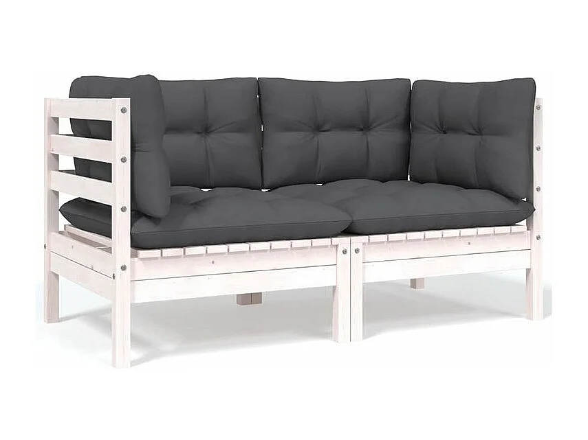 Salon de jardin 8 pcs avec coussins anthracite Bois de pin