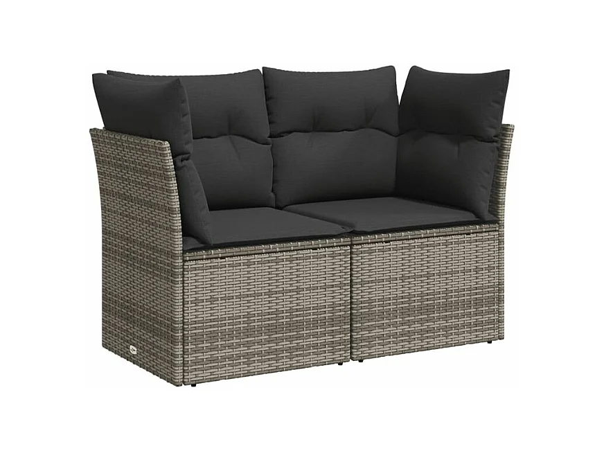 Salon de jardin 6 pcs avec coussins gris résine tressée