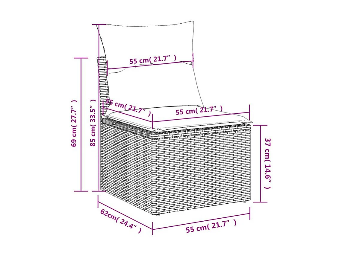 Salon de jardin 6 pcs avec coussins gris résine tressée