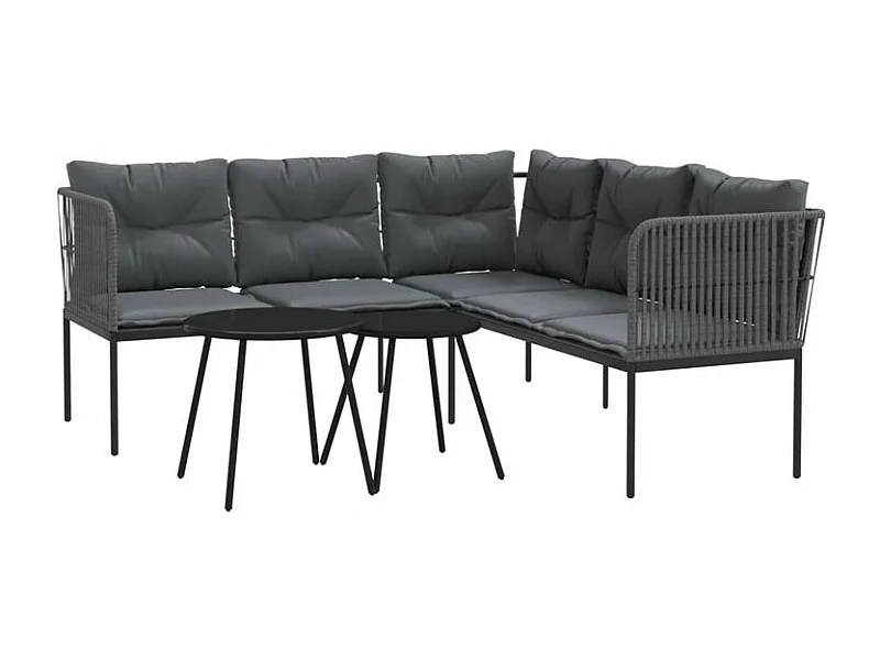 Ensemble de canapés de jardin et coussins noir acier textilène