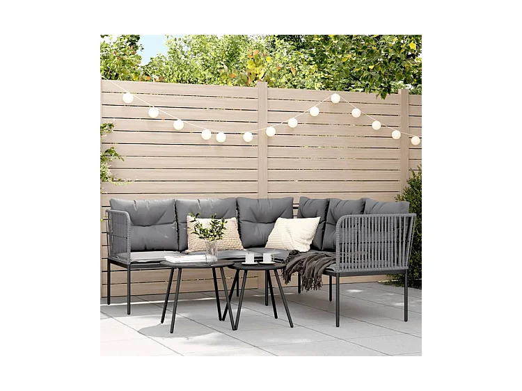 Ensemble de canapés de jardin et coussins noir acier textilène