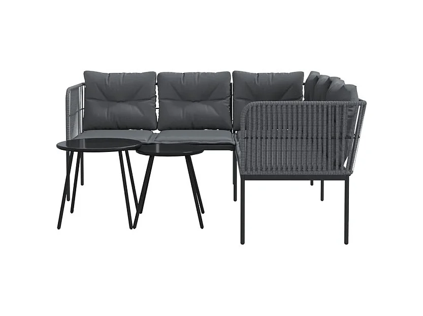 Ensemble de canapés de jardin et coussins noir acier textilène