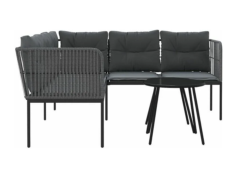 Ensemble de canapés de jardin et coussins noir acier textilène