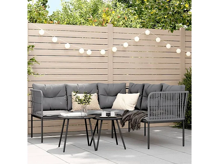 Ensemble de canapés de jardin et coussins noir acier textilène