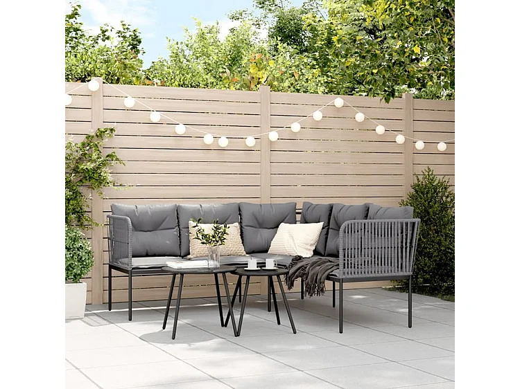 Ensemble de canapés de jardin et coussins noir acier textilène