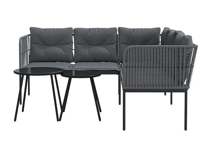 Ensemble de canapés de jardin et coussins noir acier textilène