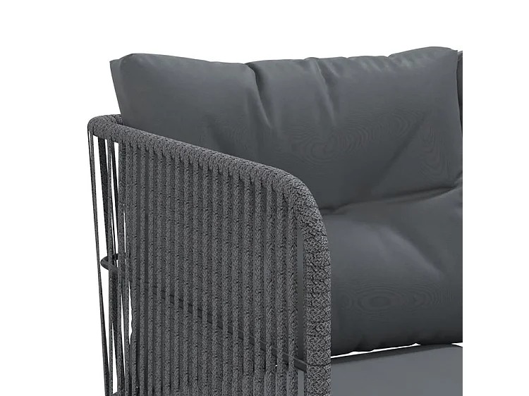 Ensemble de canapés de jardin et coussins noir acier textilène