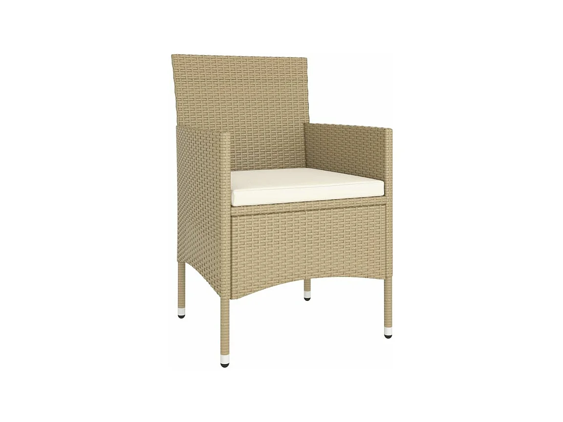 Ensemble de bistro 5 pcs Résine tressée et verre trempé Beige