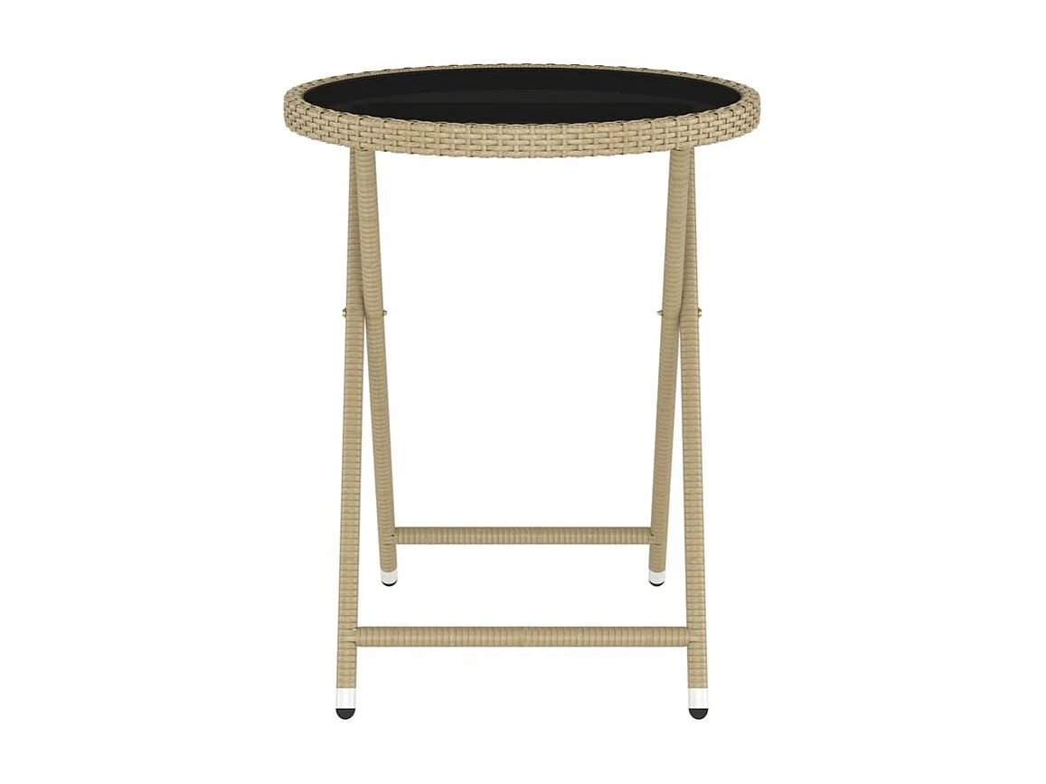 Ensemble de bistro 5 pcs Résine tressée et verre trempé Beige