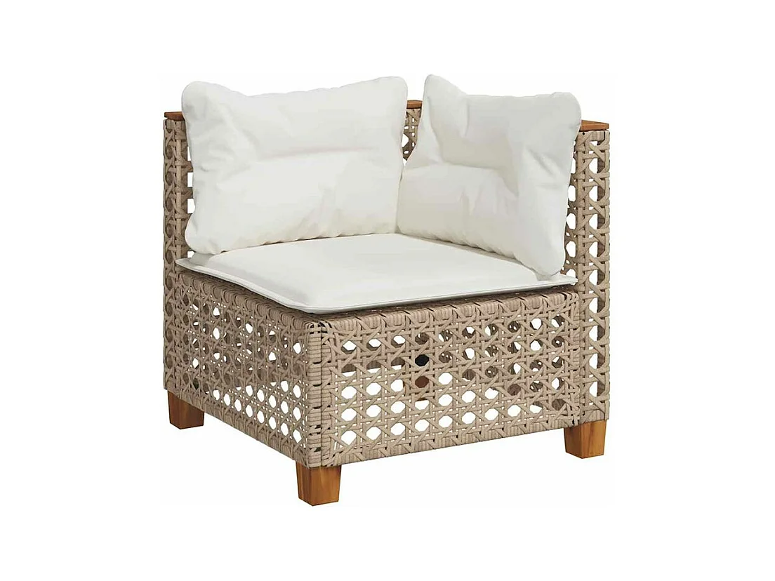 Salon de jardin avec coussins 10 pcs beige résine tressée