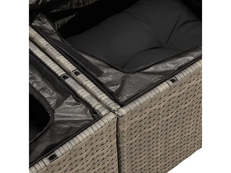 Salon de jardin 5 pcs avec coussins gris résine tressée