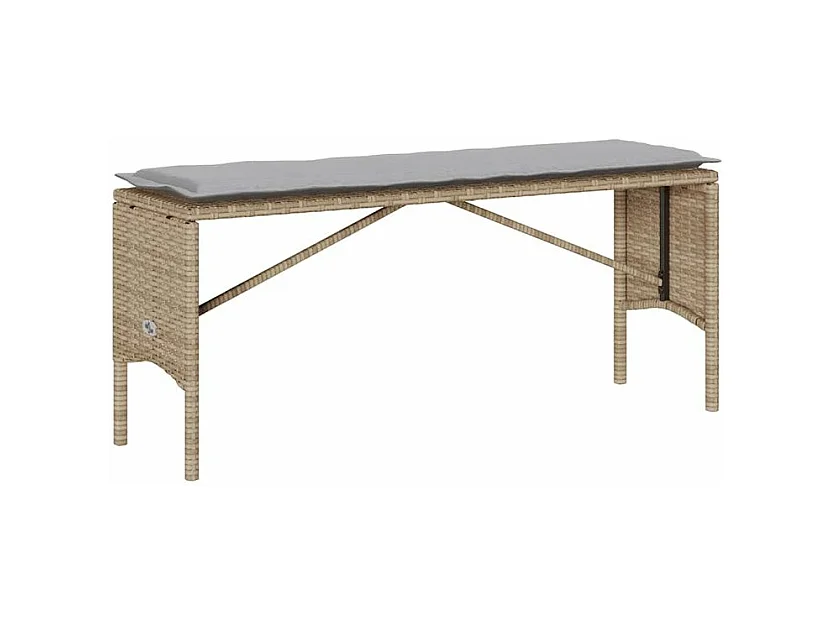 Ensemble à manger de jardin et coussins 3 pcs Beige poly rotin