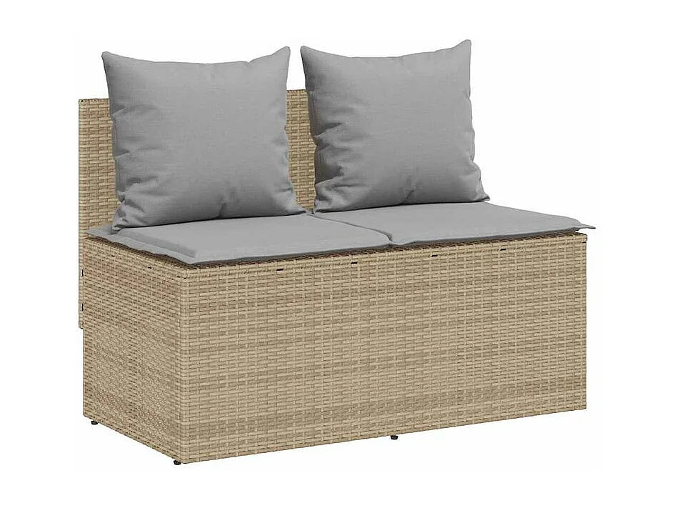 Ensemble à manger de jardin et coussins 3 pcs Beige poly rotin