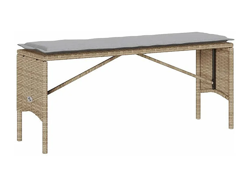 Ensemble à manger de jardin et coussins 3 pcs Beige poly rotin