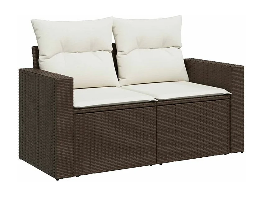 Salon de jardin avec coussins 6 pcs marron résine tressée