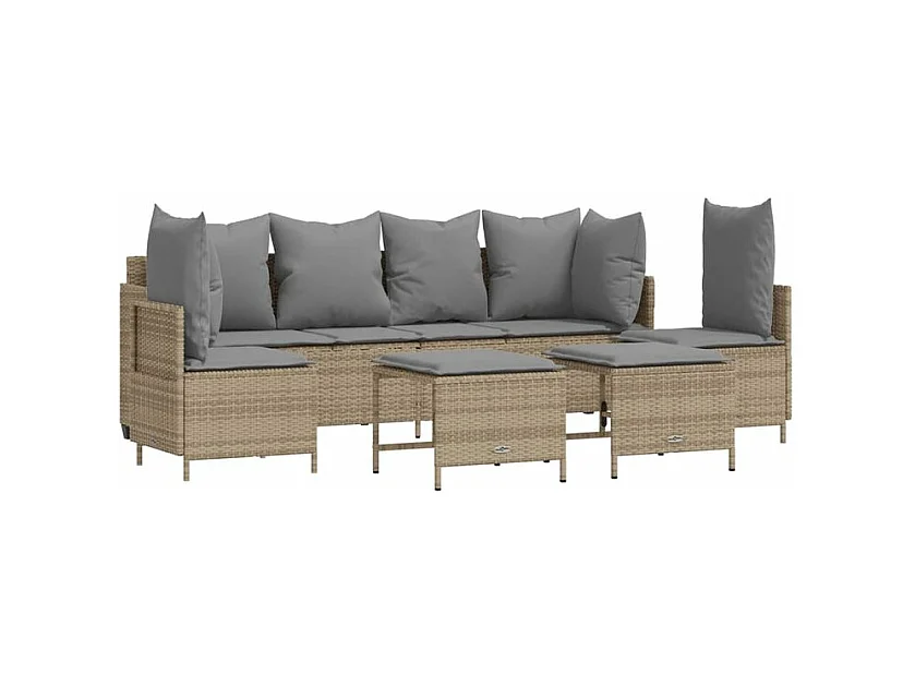 Salon de jardin avec coussins 5 pcs beige résine tressée