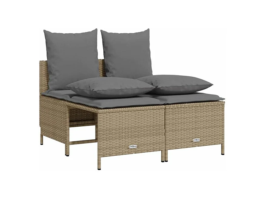 Salon de jardin avec coussins 5 pcs beige résine tressée