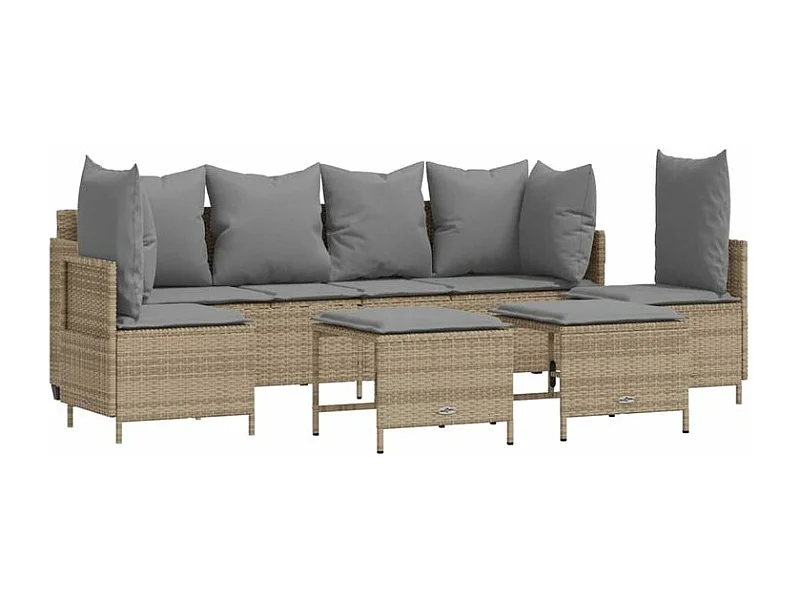 Salon de jardin avec coussins 5 pcs beige résine tressée