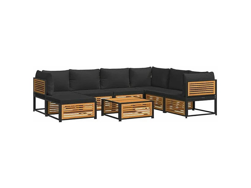 Salon de jardin avec coussins 8 pcs bois massif d'acacia