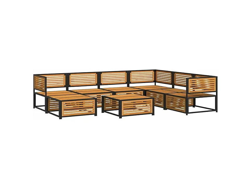 Salon de jardin avec coussins 8 pcs bois massif d'acacia