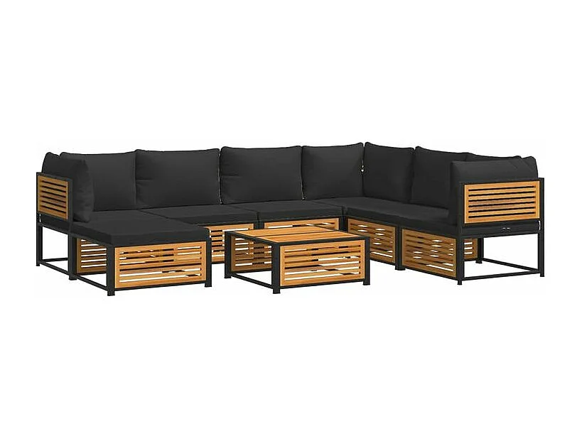 Salon de jardin avec coussins 8 pcs bois massif d'acacia