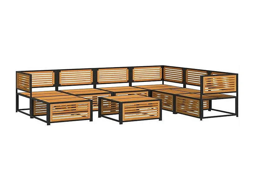 Salon de jardin avec coussins 8 pcs bois massif d'acacia